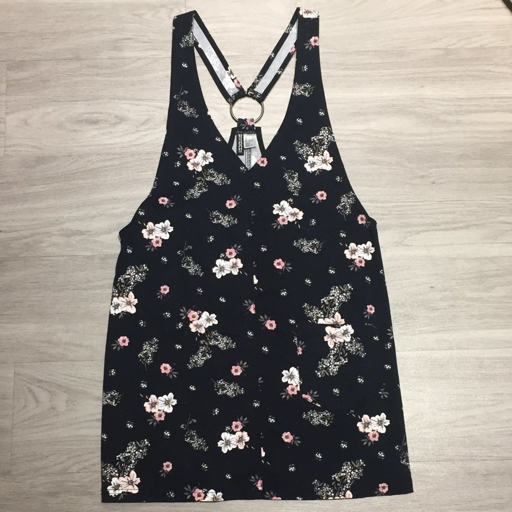 H&M Black Floral Pinafore Dress - Picture 1 of 2